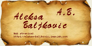 Aleksa Baljković vizit kartica